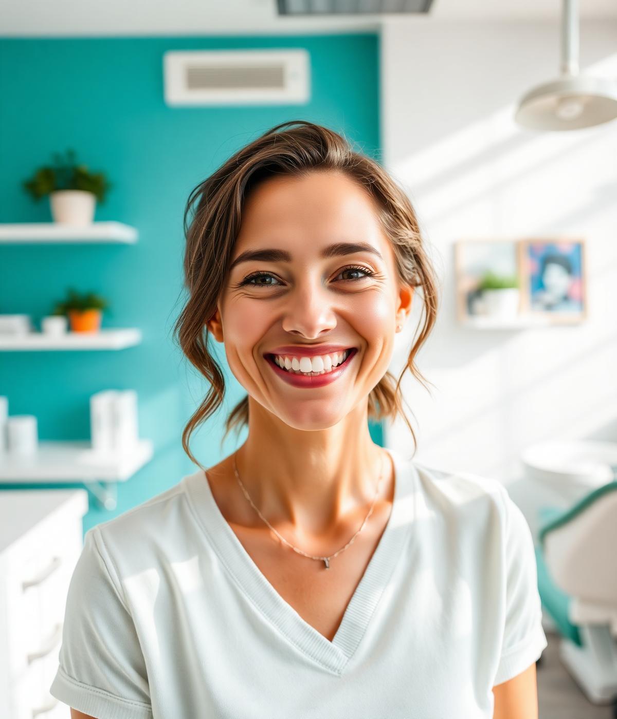 Paciente sorrindo após tratamento na Tok Odontologia